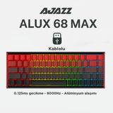 Ajazz Alux 68 Max He- Kablolu Manyetik Switch Klavye- 8.00” Hz Alüminyum Gövde Argb - Siyah - Kırmızı