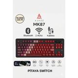 Ajazz MK87 Pitaya Switch 10.000 Mah Batarya Rgb Mekanik Oyun Klavyesi-Ayrılabilir Tft Ekran-Şeffaf Tasarım - Kırmızı - Siyah