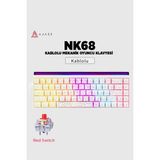 Ajazz Nacodex NK68 Desenli Kablolu Ergonomik Mekanik Oyuncu Klavyesi-Ambiyans Aydınlatmalı - Beyaz