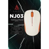 Ajazz NJ03 Ergonomik Tasarım Kablosuz Mouse-Çiziklere Karşı Mat Yüzey-125Hz-56 Gram - Beyaz