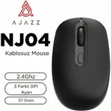 Ajazz NJ04 Kablosuz Mouse 3 Seviye Dpı Ayarı-Sessiz Tuş-57 Gram - Siyah