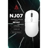 Ajazz NJ07 Kablosuz Ofis/oyuncu Mouse-3 Modlu Kullanm 12.800 DPI-300 Mah Batarya 67 Gram - Beyaz
