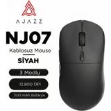 Ajazz NJ07 Kablosuz Ofis/oyuncu Mouse-3 Modlu Kullanm 12.800 DPI-300 Mah Batarya 67 Gram - Siyah