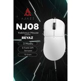 Ajazz NJ08 Ergonomik Kablosuz Ofis/oyuncu Mouse-3 Modlu Kullanım-6 Seviye Dpı-70 Gram - Beyaz