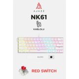 Ajazz NK61 Red Switch Kablolu Hot-Swap Klavye-Rainbow Aydınlatma-Taşıma Bandı - Beyaz