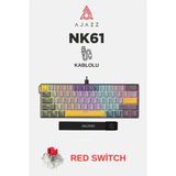 Ajazz NK61 Red Switch Kablolu Hot-Swap Klavye-Rainbow Aydınlatma-Taşıma Bandı - Sarı - Siyah