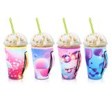 AJLTPA Soğuk İçecekler İçecekler için 4 Paket Yeniden Kullanılabilir Buzlu Kahve Kol İzolatör Kolları, Çoğu Kahve için Neopren Bardak Tutucu, 30-32 Oz Büyük Bardaklara Uyar (Saplı Gradyan)