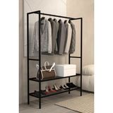 Aju Gardırop Açık Elbise Askılığı Ayakkabılık Metal Butik Askılık 2raflı Çok Amaçlı Modern Elbise Dolabı - Siyah