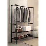 AJU Gardırop Açık Elbise Askılığı Ayakkabılık Metal Butik Askılık 2Raflı Çok Amaçlı Modern Elbise Dolabı