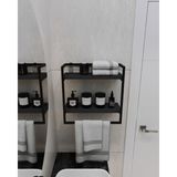 Aju Havluluk 2 Katlı Duvara Monte Raf Kitaplık Aksesuarlık Şal Askılığı Banyo Mutfak Düzenleyici Çok Amaçlı Raf - Antrasit