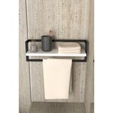 Aju Havluluk - Duvara Monte Raf Aksesuarlık - Şal Askılığı - Banyo Mutfak Düzenleyici Çok Amaçlı Raf - Beyaz