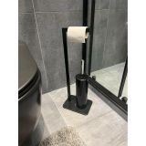 Aju Tuvalet Kağıtlığı Siyah Fırçalı Özel Tasarım Ağır Döküm Ayaklı Devrilmez Banyo Kurulum Gerektirmez Siyah