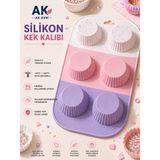 Ak Avm 6’lı Silikon Muffin Kek Kalıbı Yapışmaz Mini Cupcake Muflin Fırın Tepsisi