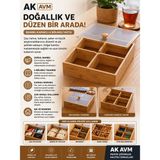 Ak Avm Bambu Bölmeli Sunumluk 4'lü Çerezlik Sosluk Tatlılık Kase Seti