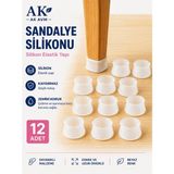 Ak Avm Beyaz Renk Silikon Sandalye Ayağı Kaydırmaz Kılıf Ayak Zemin Koruyucu - 12 Adet