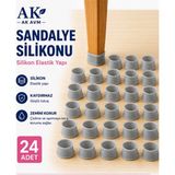 Ak Avm Gri Renk Silikon Sandalye Ayağı Kaydırmaz Kılıf Ayak Zemin Koruyucu - 24 Adet