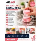 Ak Avm Hazneli Bulaşık Fırçası Sıvı Deterjan Hazneli Mutfak Temizlik Fırçası Ergonomik Tasarım