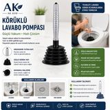 Ak Avm Lavabo Açma Pompası Körüklü Vakumlu Gider Açıcı Banyo Mutfak Klozet Tuvalet Pompası - 1 Adet