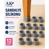 Ak Avm Silikon Sandalye Ayağı Kaydırmaz Kılıf Ayak Zemin Koruyucu - Gri - 12 adet