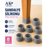 Ak Avm Silikon Sandalye Ayağı Kaydırmaz Kılıf Ayak Zemin Koruyucu - Gri - 8 adet