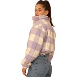 Ak Hand Made Desing Kadın Kaşe Crop Mont - Beyaz - Lila
