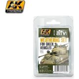 Ak Interactive Ak 064 3X35 Ml. Yeşil Araçlar Aşınma Efekti, Enamel Model Boyası Seti - 1 - Renkli