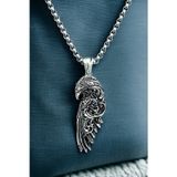 Ak Stor Silver Ak Store Silver Gümüş Kaplama K-120 Paslanmaz Kromix Erkek Kolyesi Kafkas Kartalı Sanatsal Gravürlü Madalyon