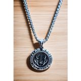 Ak Stor Silver Ak Store Silver Gümüş Kaplama K-168 Krom Bronz - Çelik Erkek Kolye Madalyon Star Wars Jedi Order