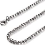 Ak Store Silver Gümüş Kaplama 316 L Paslanmaz Çelik KZ-109 Orion Bombeli Kare Arnavut Zincir Kolye 3 Mm. - 65 cm
