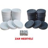 Ak Ticaret Plastik Tavla Pulu No:4 Zar Hediyeli 3,5 x 3,5 cm Beyaz ve Siyah Renk Seçenekleri