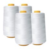 AK Trading 4'lü Paket BEYAZ Çok Amaçlı Dikiş İpliği Konileri (her biri 6000 Yard) Dikiş, Kapitone, Serger Makineleri, Overlok, Merrow ve El Nakışı için Yüksek Gerilimli Polyester İplik Makaraları