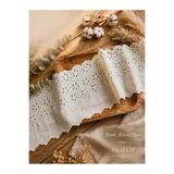 Ak Tuhafiye 1 Metre Krem Pamuk Fisto Kenar Dantel Floral Vintage İşleme, 12 cm Genişlik No: P-401