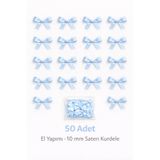 Ak Tuhafiye Bebe Mavi Fiyonk Saten Kurdele – 10 mm Süsleme, Nikah Şekeri, Hediye, Çeyiz Süs, Balon Süs 50 Adet