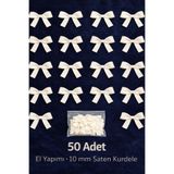 Ak Tuhafiye Ekru- Açık Krem Fiyonk Saten Kurdele – 10 mm Süsleme, Nikah Şekeri, Hediye, Çeyiz Süs, Balon 50 Adet