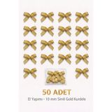 Ak Tuhafiye Gold-Altın Fiyonk Sim Kurdele – 10 mm Süsleme, Yılbaşı, Nikah Şekeri, Hediye, Çeyiz Süs, Balon Süs 50 Adet