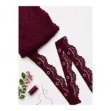 Ak Tuhafiye Likralı Dantel 3 cm Genişlik – Bordo – 5 Metre Esnek Dantel Kumaş
