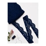 Ak Tuhafiye Likralı Dantel 3 cm Genişlik – Lacivert – 5 Metre Esnek Dantel Kumaş