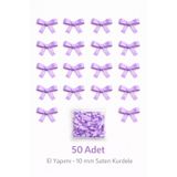 Ak Tuhafiye Lila Fiyonk Saten Kurdele – 10 mm Süsleme, Nikah Şekeri, Hediye, Çeyiz Süs, Balon Süs 50 Adet