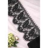 Ak Tuhafiye Siyah Sakallı Dantel Şerit 15 cm En 3 Metre Boy | Abiye, Elbise ve Dekoratif Dikiş Danteli-A031