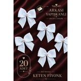 Ak Tuhafiye Yapışkanlı İncili Keten Fiyonk 20 Adet Beyaz -Hediye Paketi-Nikah Şekeri-Davetiye-Çeyiz-Süsleme