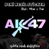 Ak47 Gun Oto Sticker 2 Adet Hologram Model Motosiklet Kask Atv Laptop Cam Uyumlu