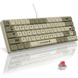 AK680 65% Kablolu Hotswap Mekanik Oyun Klavyesi,68 Tuşlu Taşınabilir Anti-Ghosting Klavye,gökkuşağı Arkadan Aydınlatmalı Programlanabilir,eva Sandviç,ergonomik Tasarım,kırmızı Anahtar-Gri