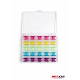 AKA CHI 25 Adet Renkli Şeffaf Masura Seti Dikiş Makinesi Uyumlu Universal Bobbin