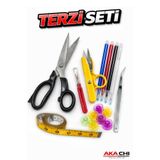 AKA CHI Profesyonel Terzi Seti 7 Parça Makas, Mezura, Masura, Dikiş Sökücü, Cımbız, İplik Kesme, Kalem Seti
