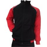 Aka Kolej Mont 3 iplik Siyah-Kırmızı Robalı Reglan Kol Fermuarlı Mont Fermuarlı - 2XL