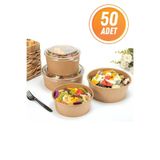 Akabe Ambalaj Kraft Karton Salata Kasesi Kapaklı 750cc 50 Adet