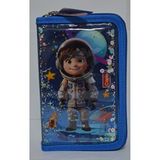 Akabi Cappi Pullu Pvc 3 Bölmeli Kalemlik Astronot - Mavi