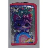 Akabi Cappi Pullu Pvc 3 Bölmeli Kalemlik Kedi - Pembe