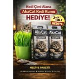 AKACAT Kedi Çimi Hediye Aktif Karbonlu Süper Topaklanan Premium Kedi Kumu 2x10 Lt