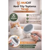 AKACAT Otomatik Temizlenen Tuşlu Evcil Hayvan Fırçası Kedi Köpek Tüy Toplayıcı Tarak Gri